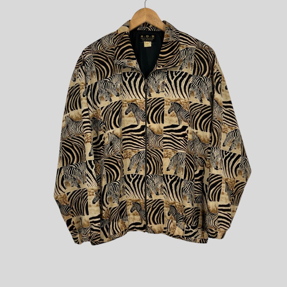 Vintage A.D.S San Francisco Zebra Animal Print Jacket Made in Korea Size L - Picture 6 of 6